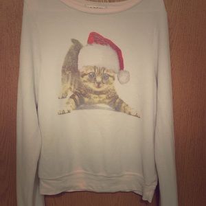 Wildfox Meowy Christmas Baggy Beach Jumper